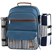 Sunflora Mochila de Picnic Set para 4 Personas con Bolsa Isotérmica y Compartimiento Nevera Impermeable de Familiar…